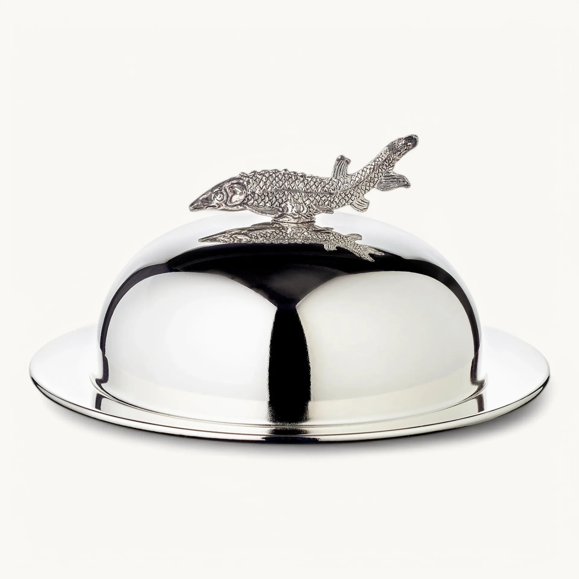Plat à caviar Esturgeon (hauteur 7 cm, Ø 14 cm), plaqué argent, Edzard