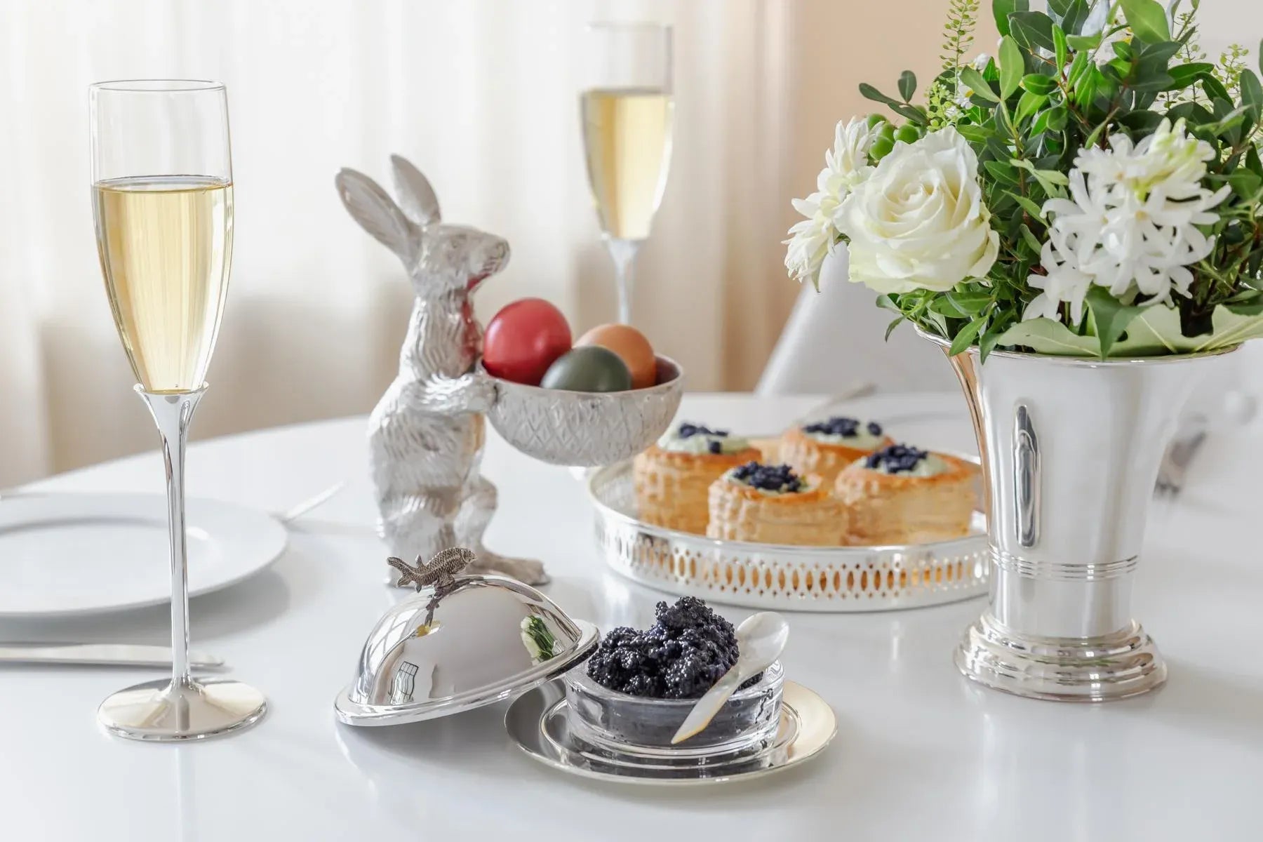 Plat à caviar Esturgeon (hauteur 7 cm, Ø 14 cm), plaqué argent, Edzard