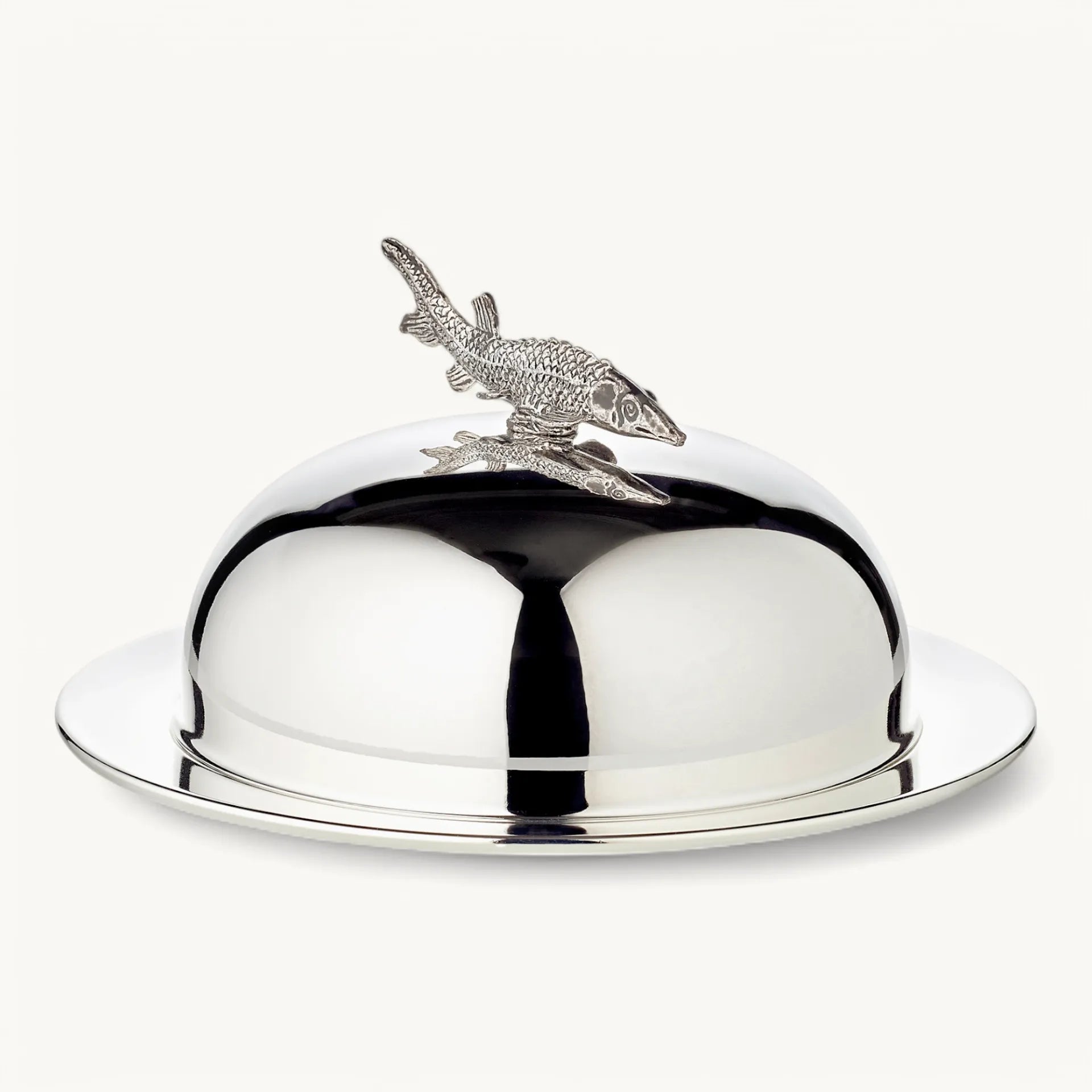 Plat à caviar Esturgeon (hauteur 7 cm, Ø 14 cm), plaqué argent, Edzard