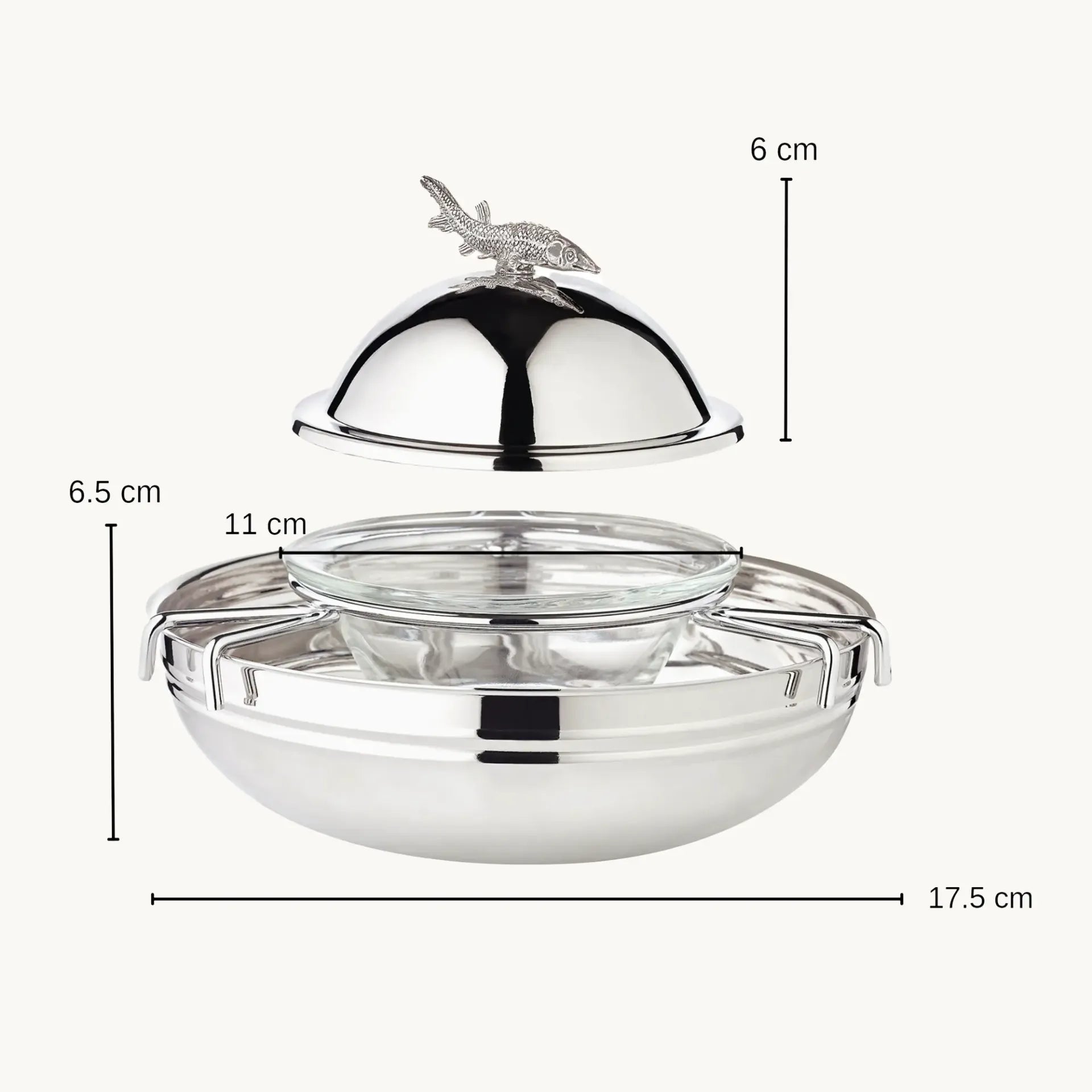 Plat à caviar en forme d'esturgeon (hauteur 12,5 cm, Ø 17,5 cm), Edzard