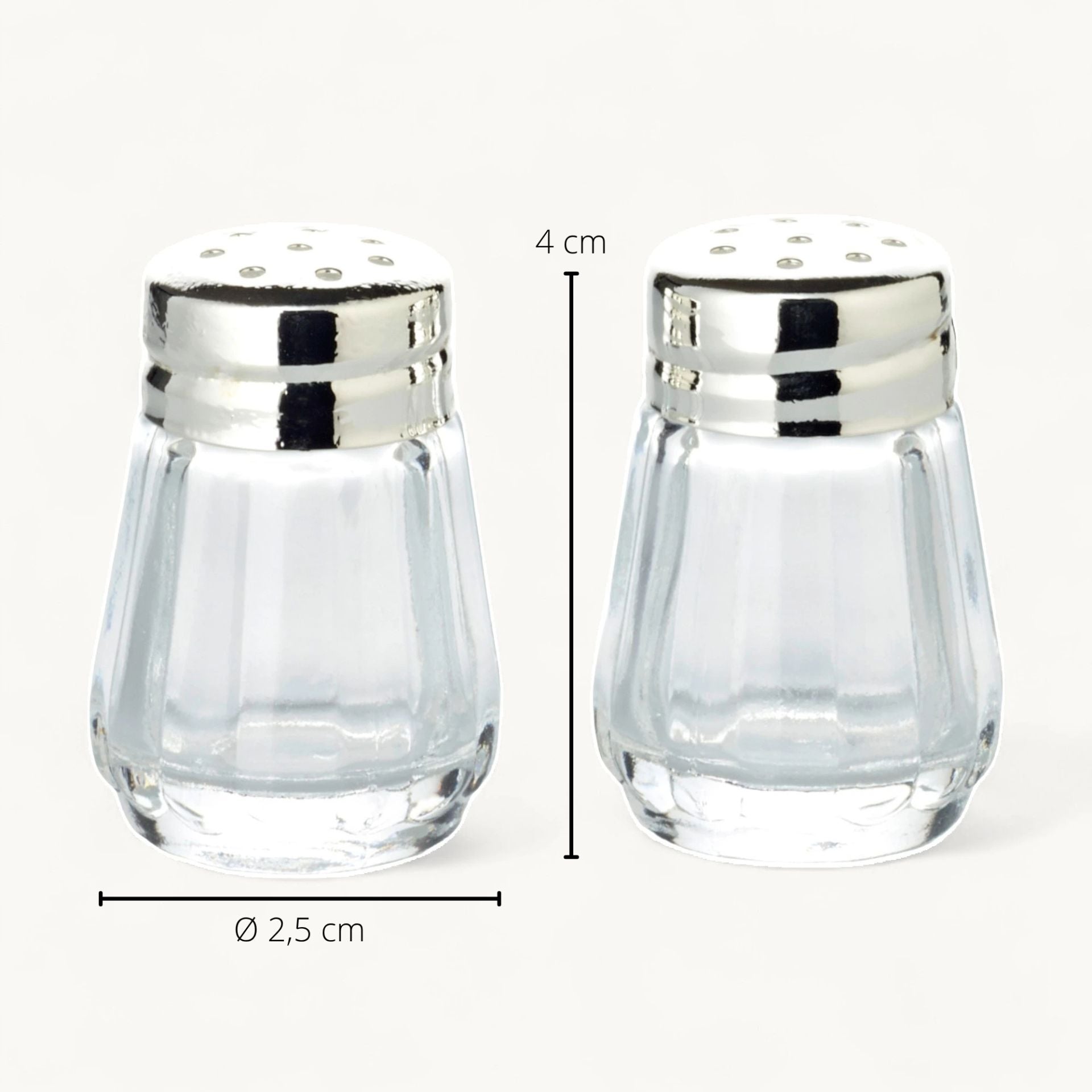 Salière et poivrière Oxford, plaquées argent, hauteur 4 cm, Edzard