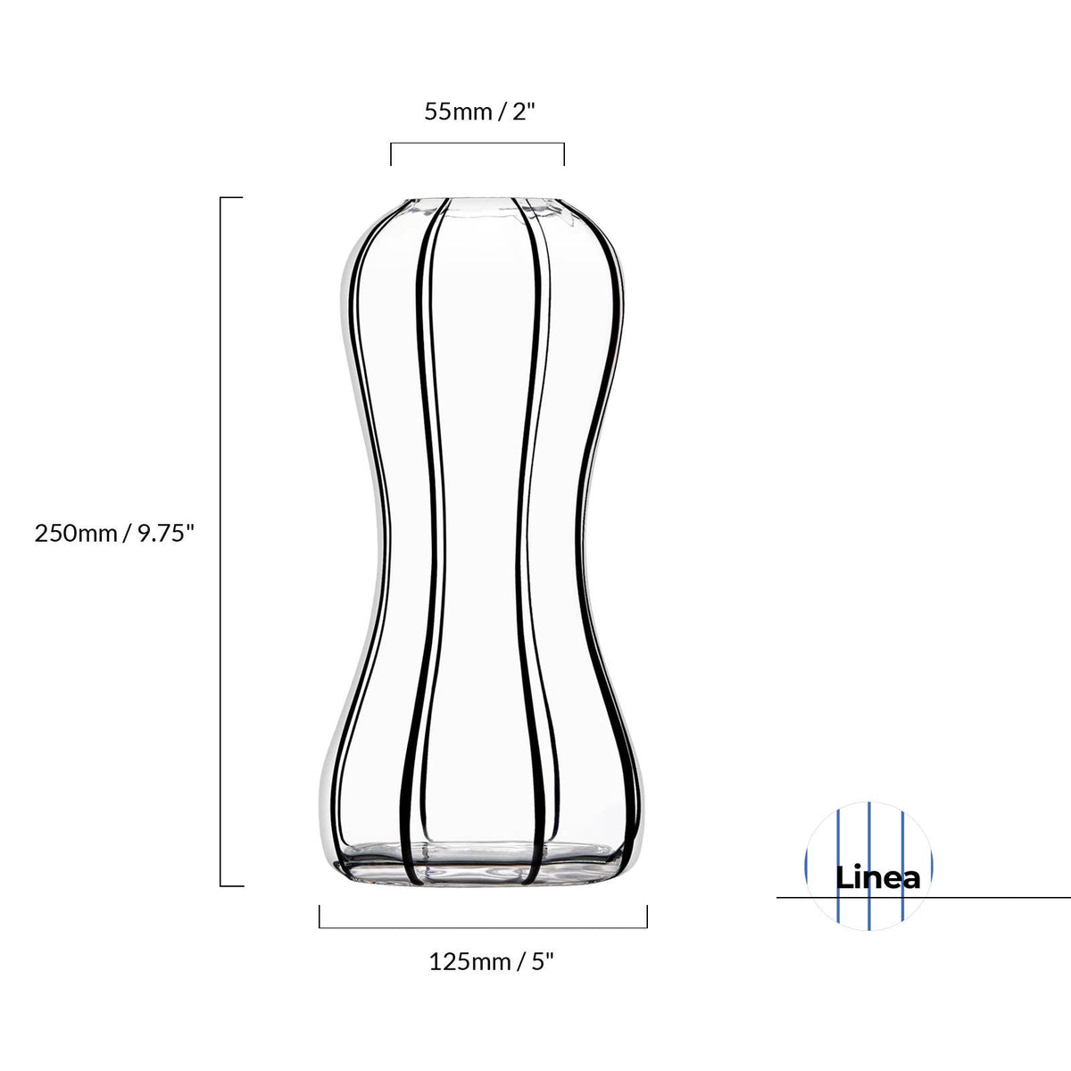Vase Linea en verre noir, DRH