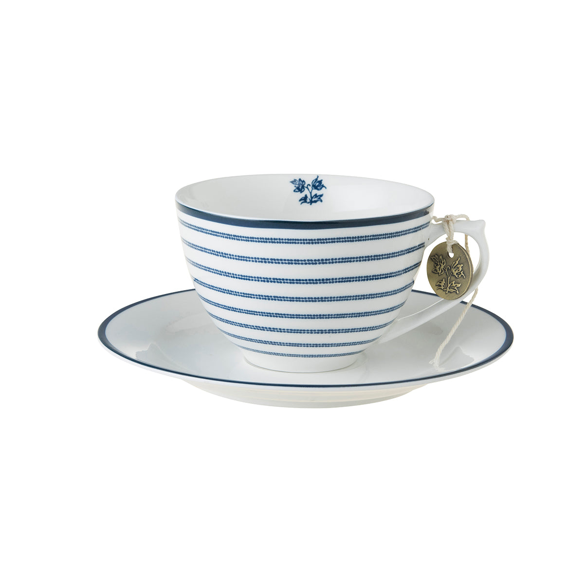 Tasse à thé avec soucoupe Blue Candy Stripes, Laura Ashley