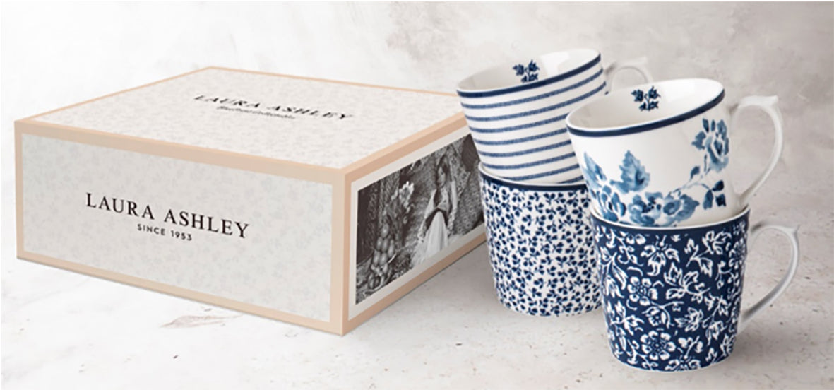 Set de 4 Mugs, Blue Assortis