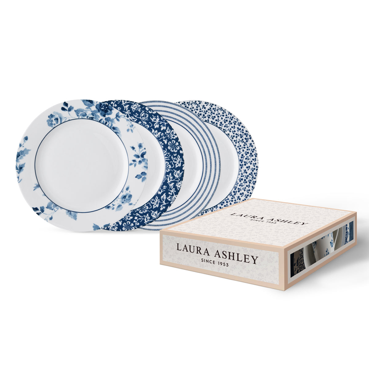 Set de 4 assiettes plates 20cm, Blue Sets, Laura Ashley