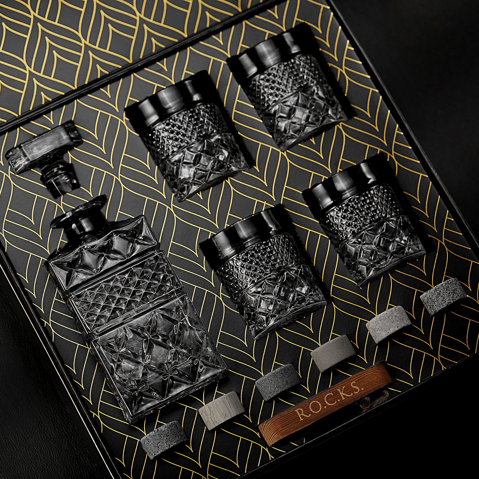 Coffret Cadeau Carafe à Whisky avec Verres et Pierres de Refroidissement