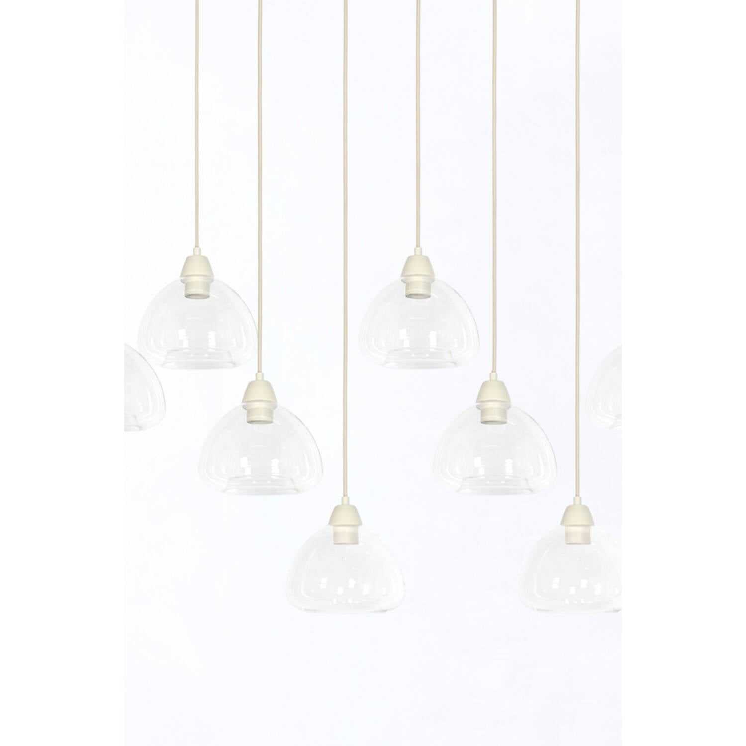 Suspension 10L 120x19x14 cm BISHO verre clair+crème, Light & Living