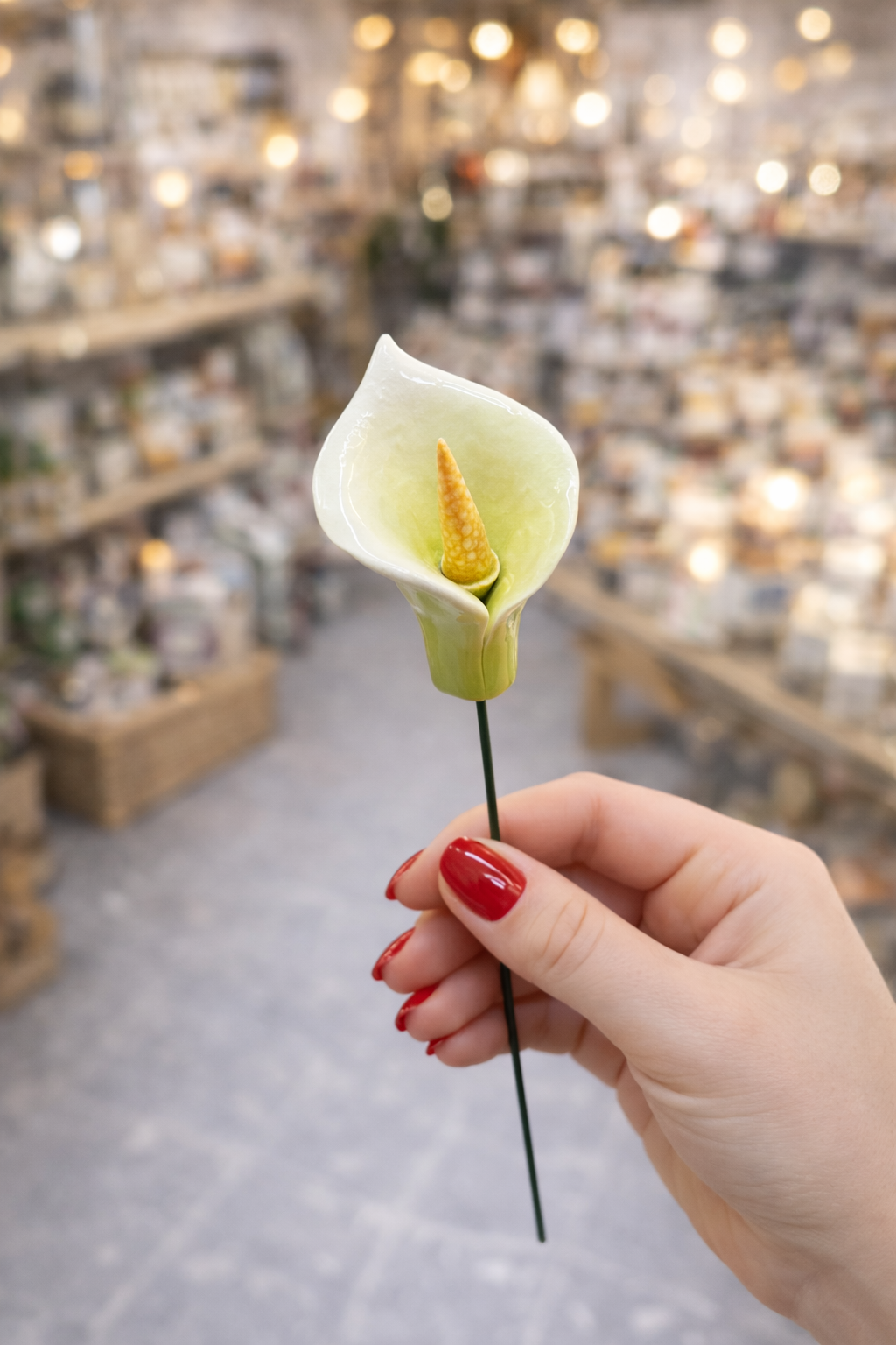 Arum Fleur italienne en céramique tige 6-7 cm – Capodimonte