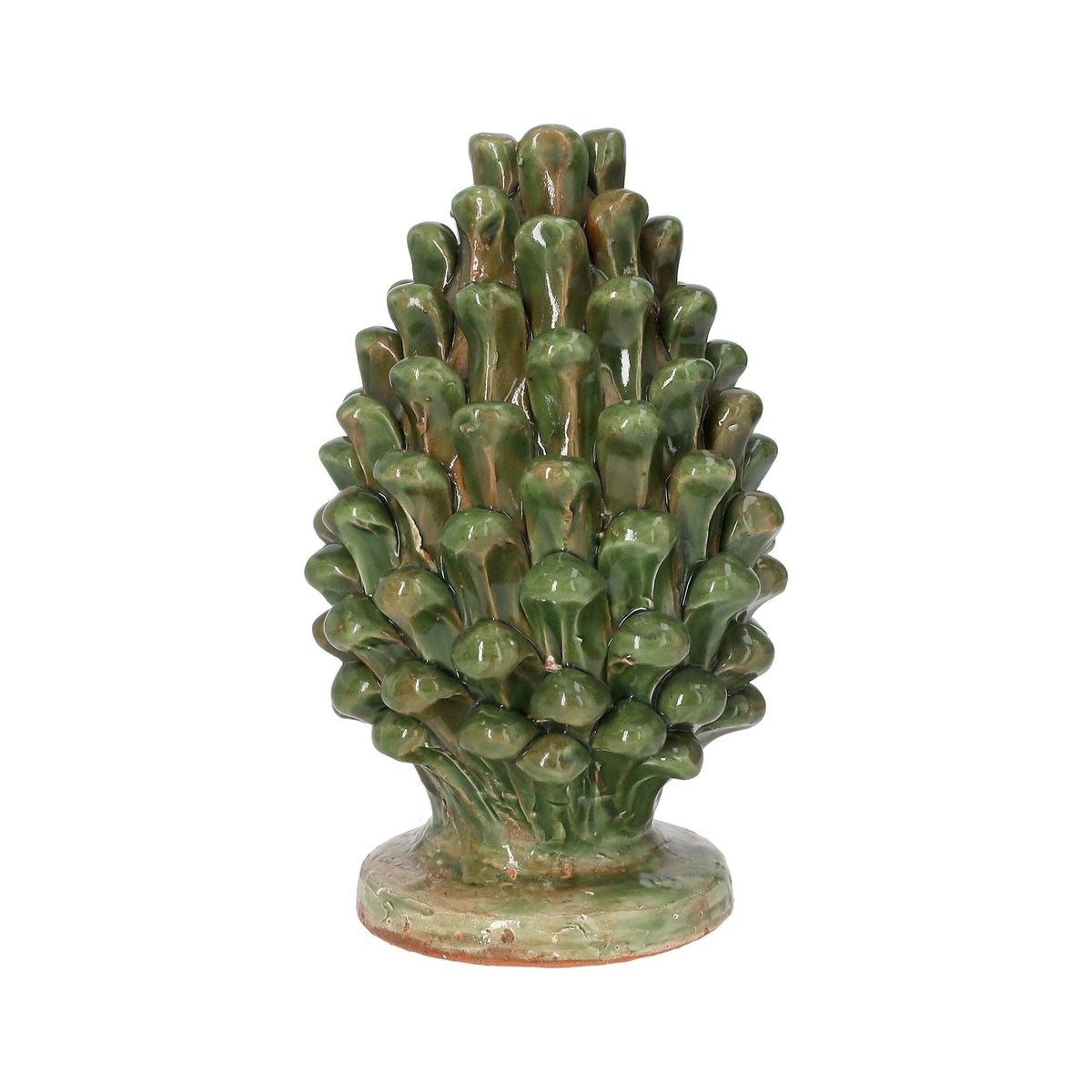 Pomme de pin en terre cuite verte H.16x25 cm