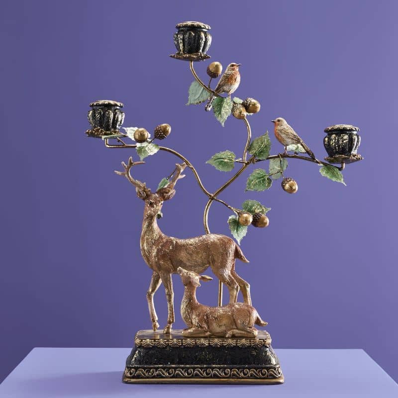 Chandelier cerf poly/métal, 37 x 12 x 46 cm: Multicolore (14)