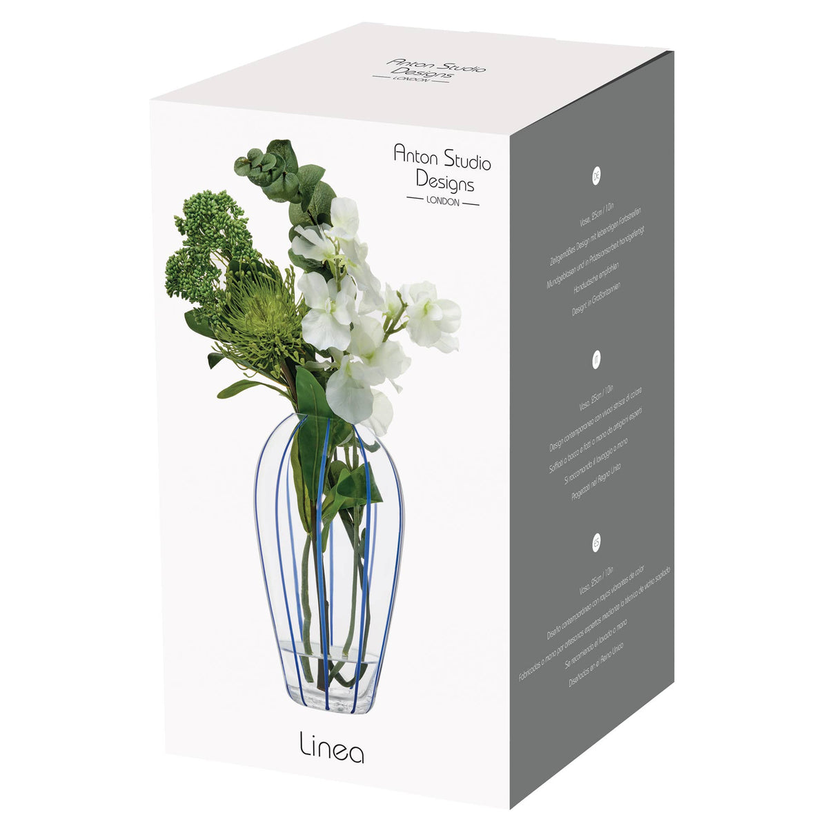 Vase en verre bleu Linea, DRH