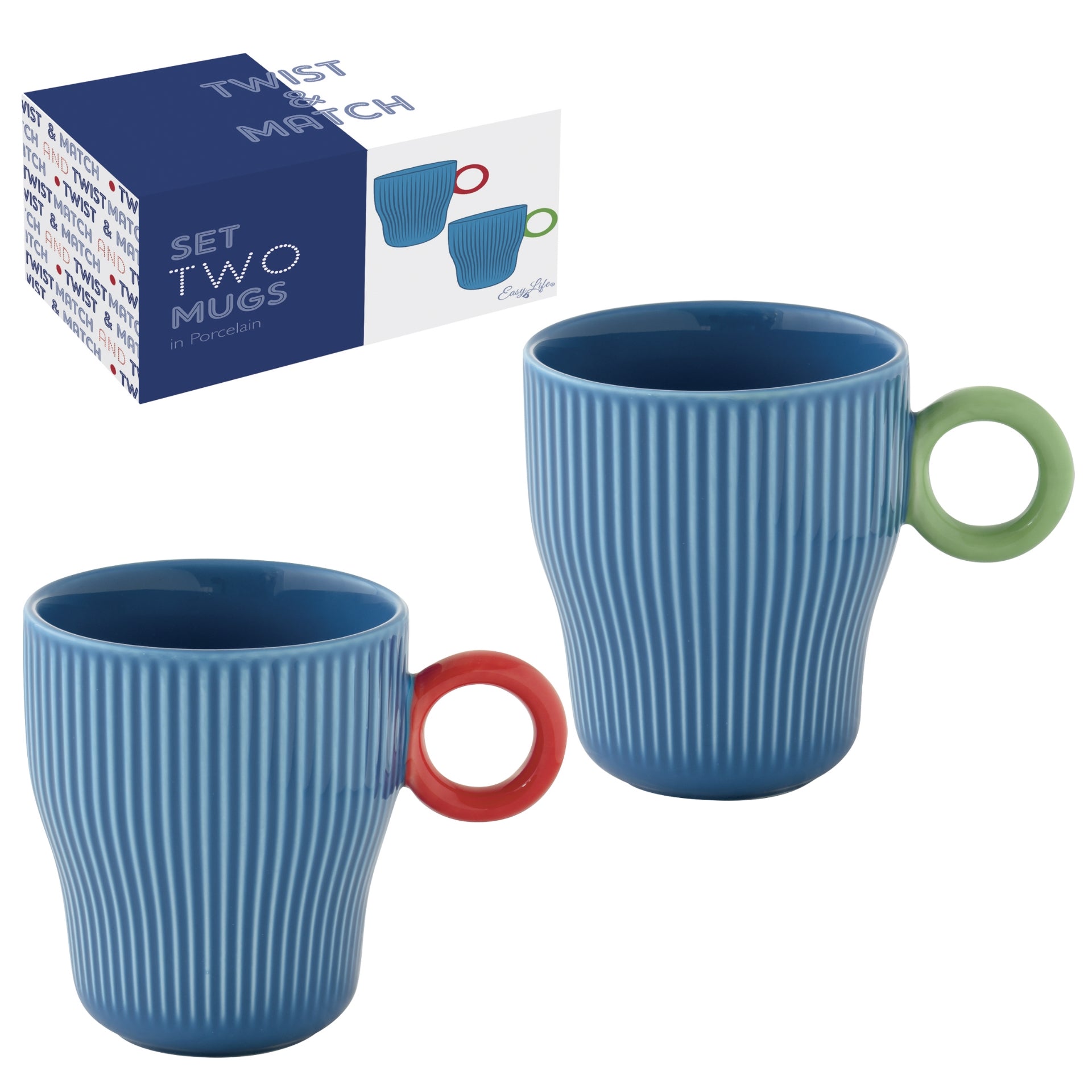 COFFRET 2 MUGS 33cl- TWIST & MATCH - Blue, Easylife