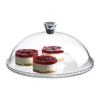 Plat à Tarte + Cloche 32 CM H 11 cm Verre, Bastide
