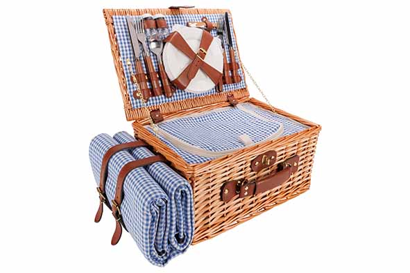 Panier Pique-Nique 4 Pers., Vichy Bleu, Billiet