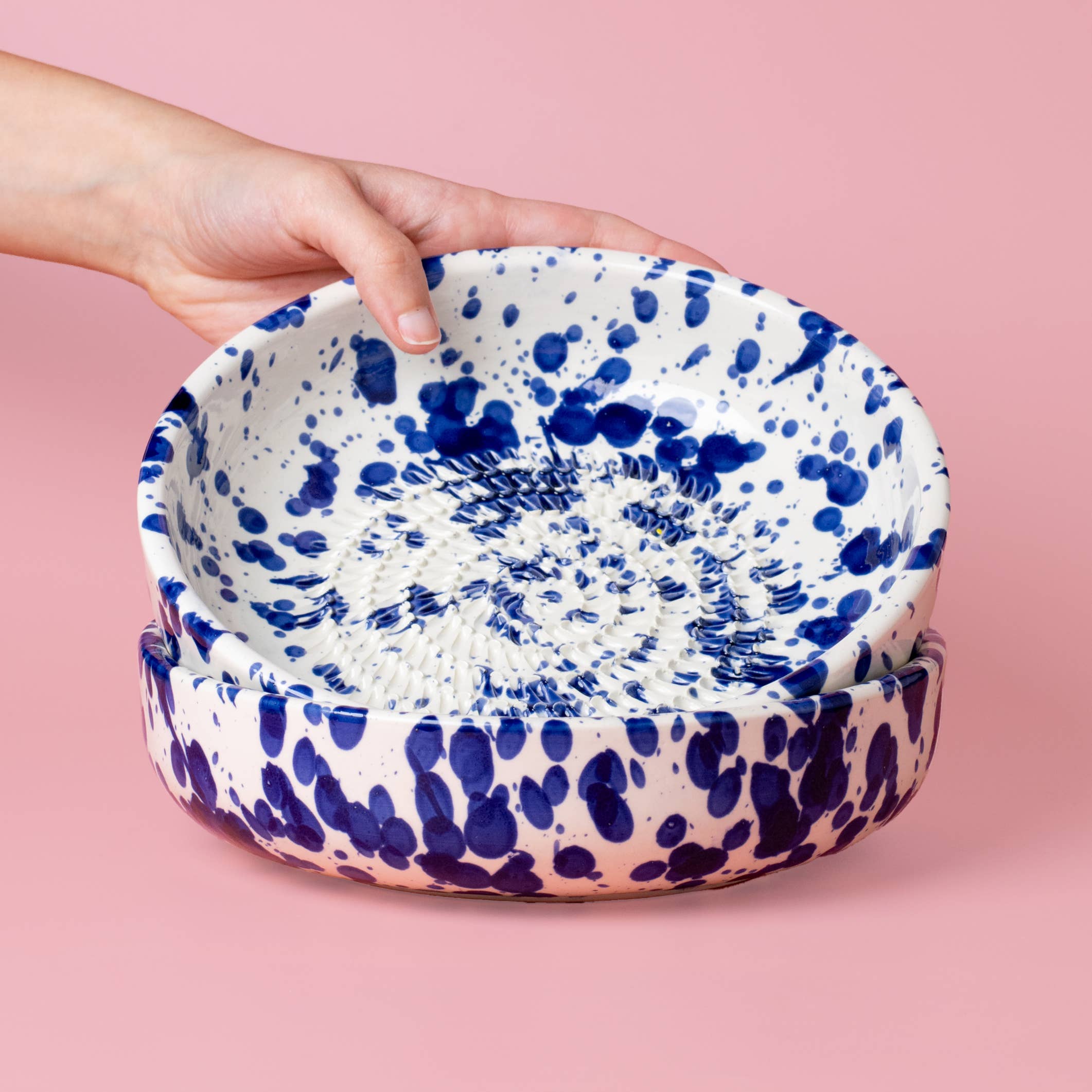 Assiette râpe à ail - Grande en céramique bleue - Perse: SANS EMBALLAGE