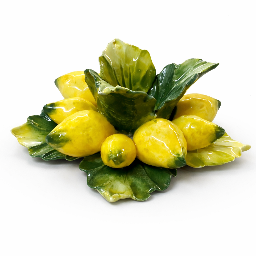 Bougeoir citron en céramique italienne 11 cm