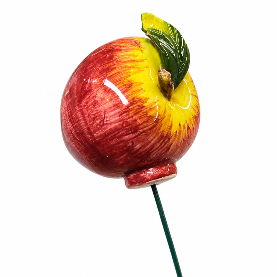 Pomme en céramique italienne, tige 6-7 cm – Décor fait main