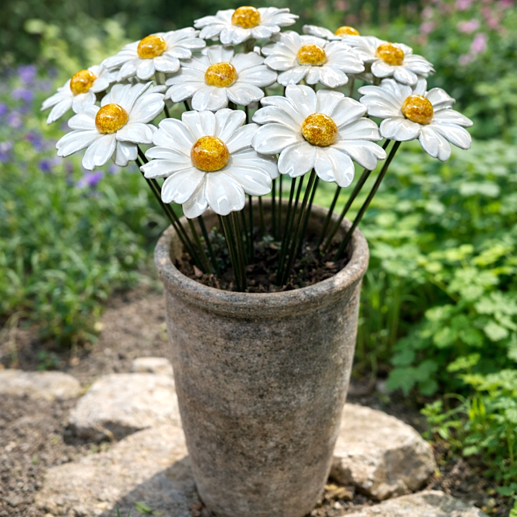 Marguerite Fleur italienne en céramique 6–7 cm – Capodimonte: Azzurro