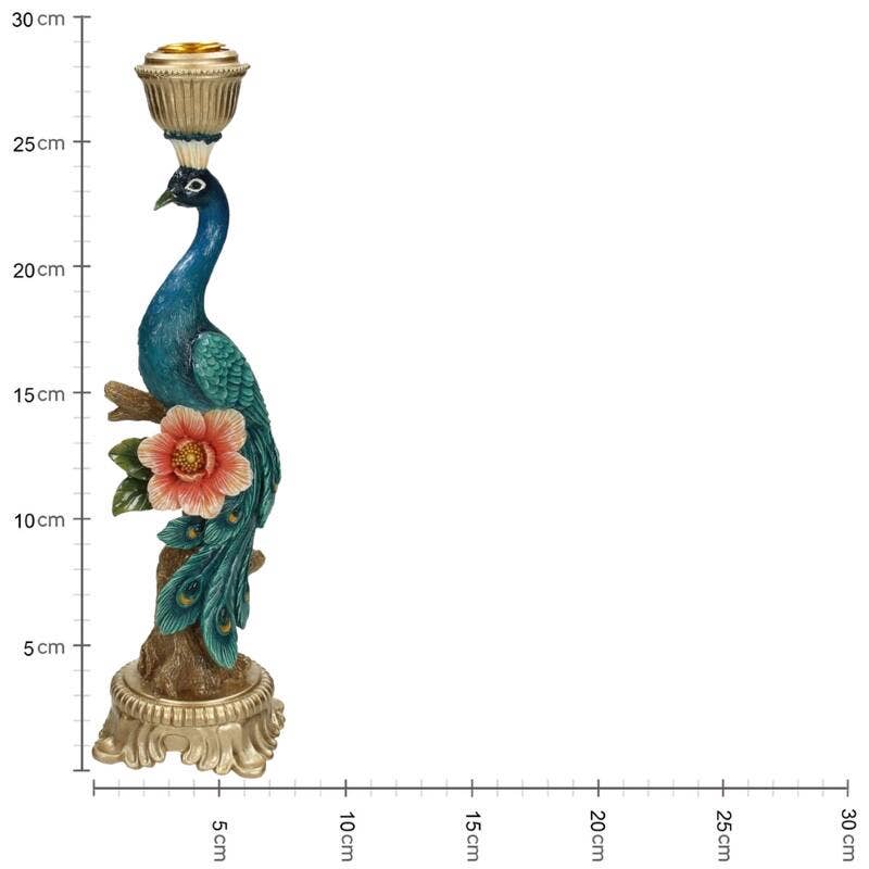 Bougeoir - Paon Multicolore - ↑ 29 cm