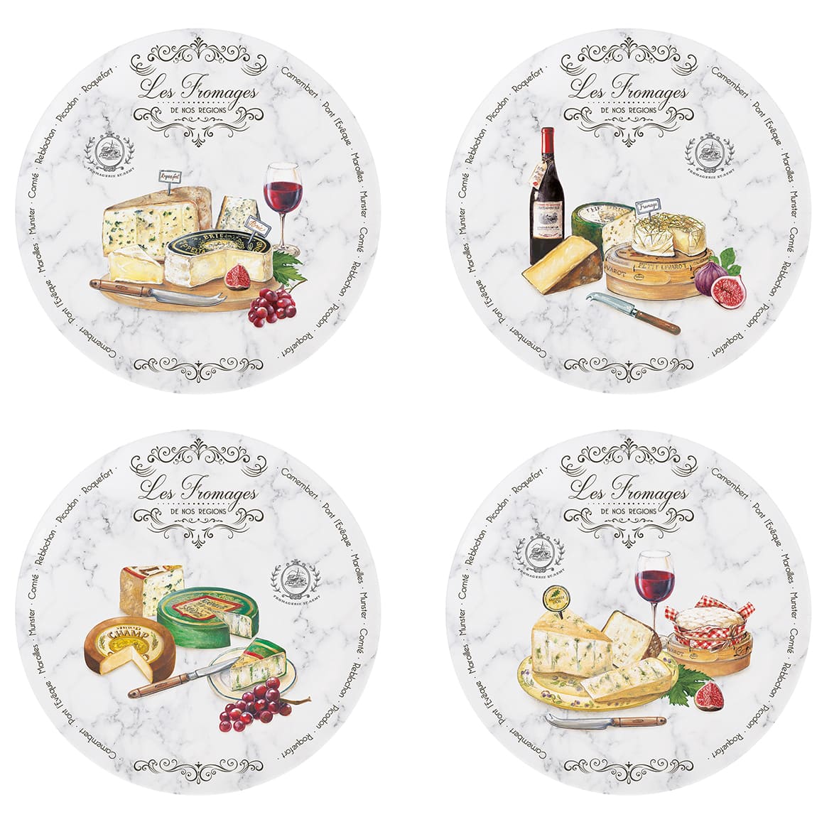 Assiette à Fromage set de 4 Les Fromages