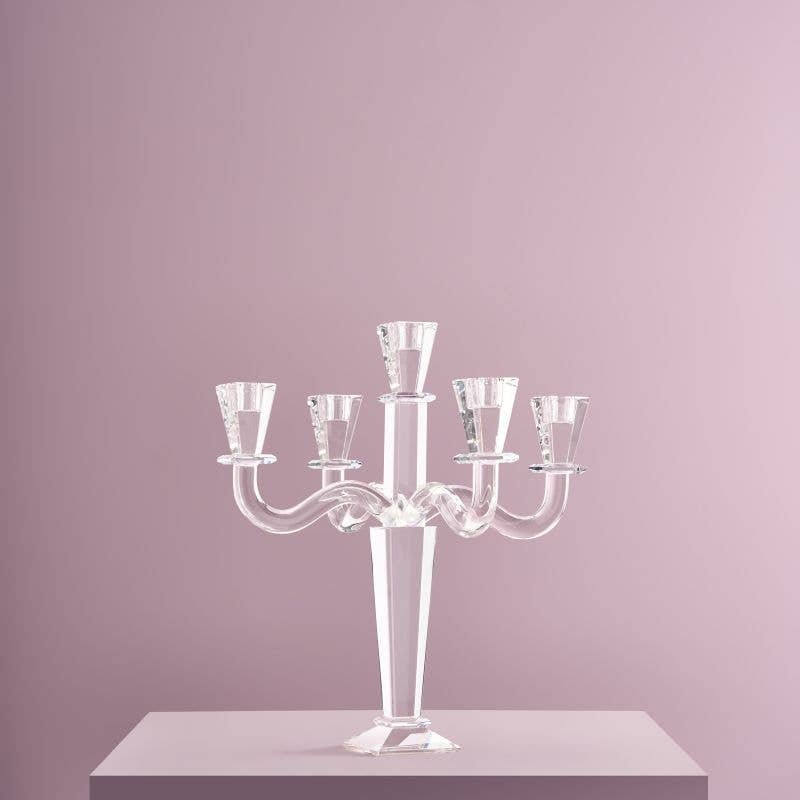 Chandelier en cristal à 5 branches, clair, verre, H.40 cm: Klar (12)