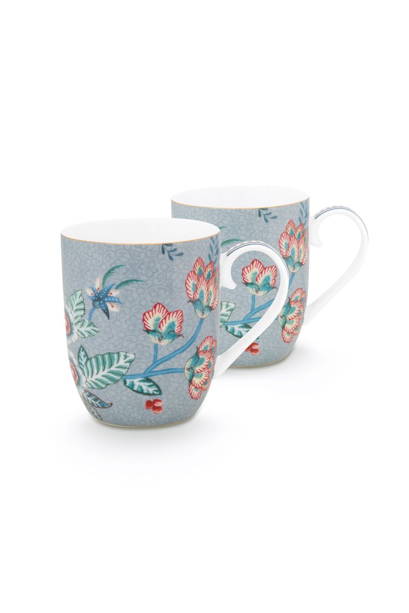 Set 2 petits mugs PM, Flower Festival Light Blue, Pip Studio