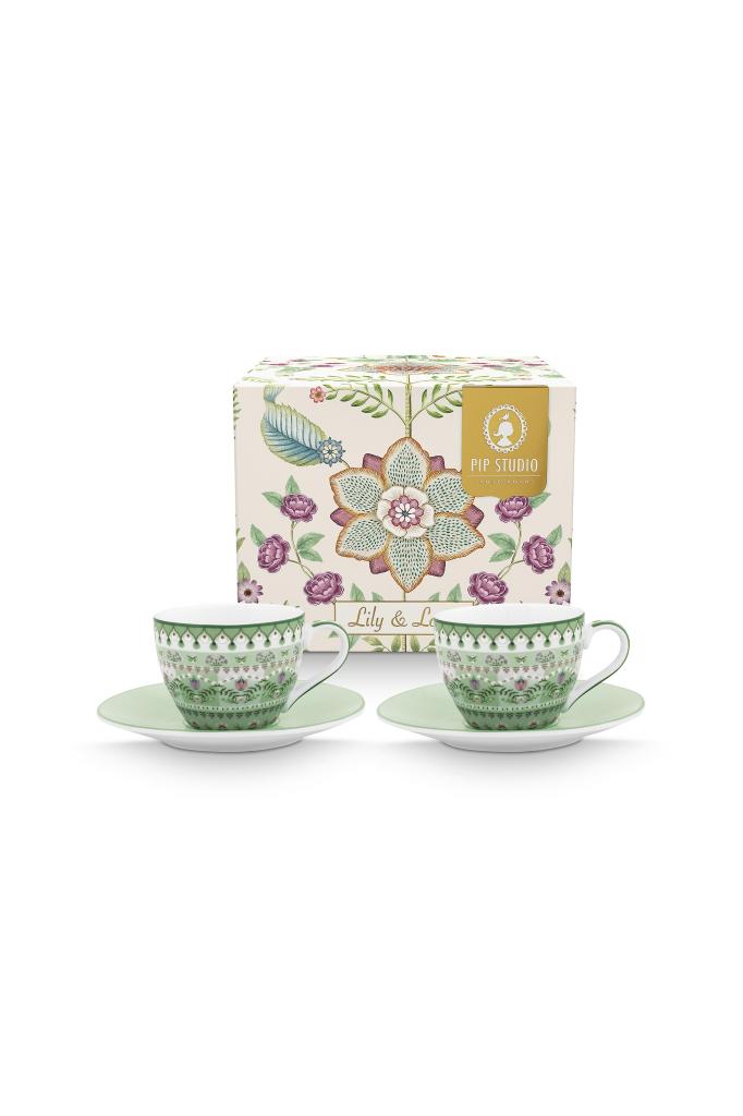 Paire tasse Expresso set 2 Lily & Lotus Light Green, Pip Studio