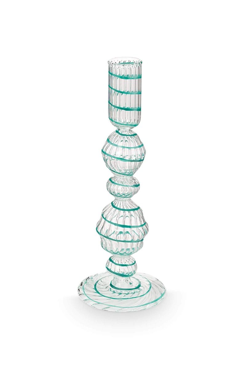 Bougeoir en Verre Tourbillon Bleu Clair 22cm, Jolie, Pip Studio
