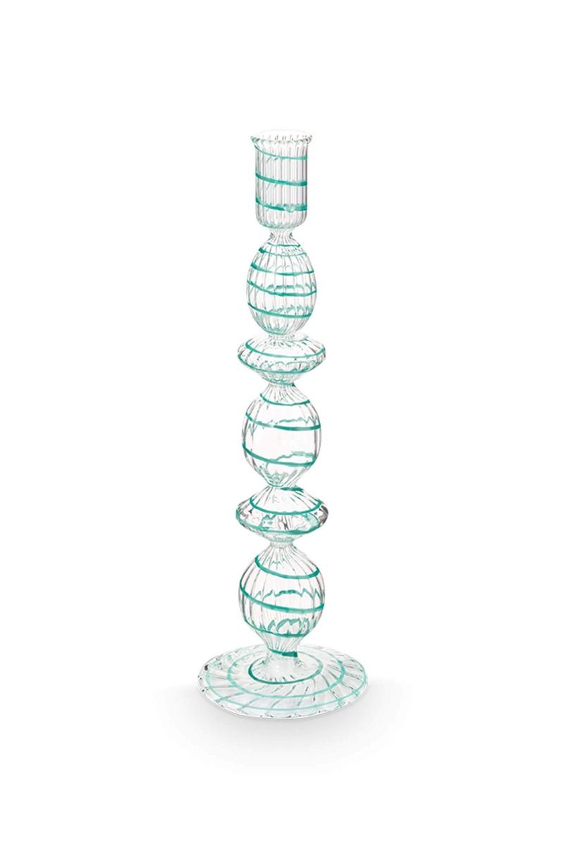 Bougeoir en Verre Tourbillon Bleu Clair 28cm, Pip Studio