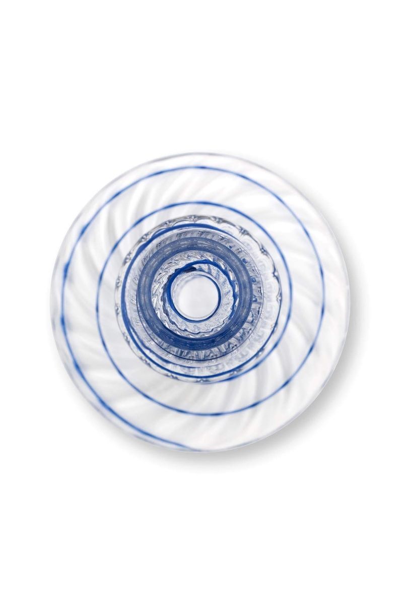 Bougeoir en Verre Tourbillon Bleu Foncé 20cm, Pip Studio