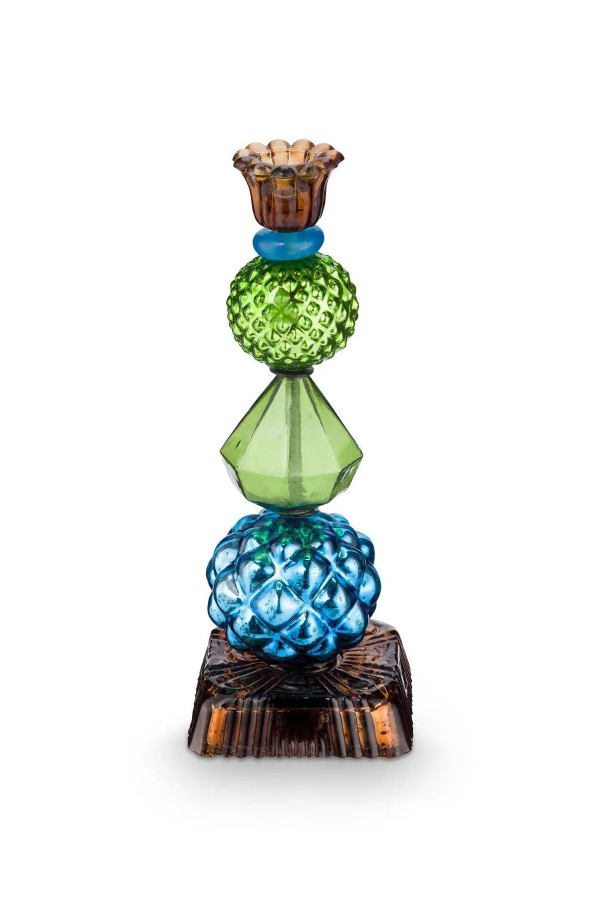 Bougeoir en perles de verre bleu-vert 23,5 cm, Pip Studio