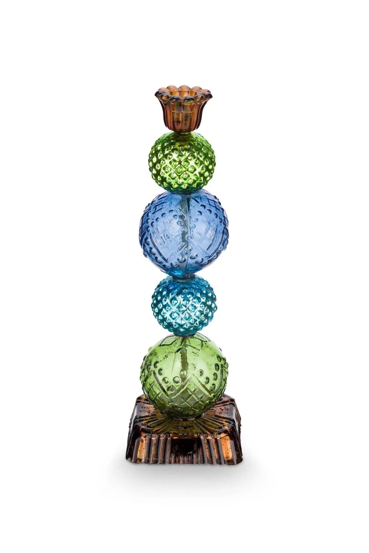Bougeoir en perles de verre bleu-vert 30 cm, Pip Studio