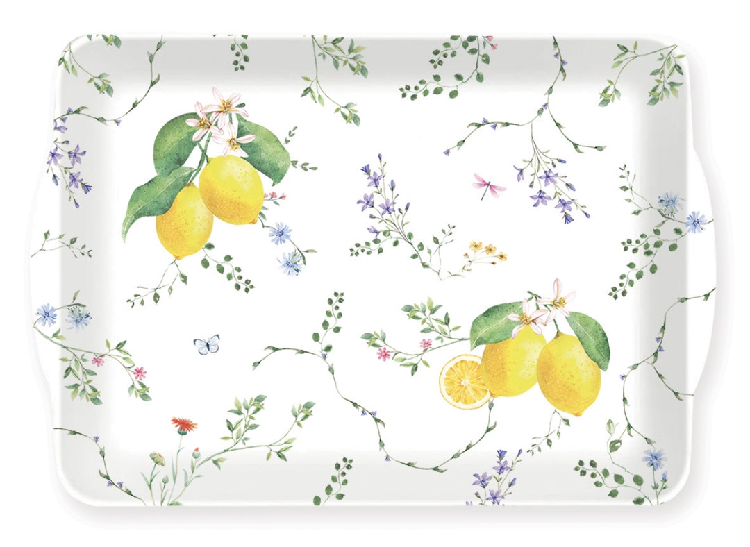 PLATEAU 33X22CM EN MELAMINE FLEURS ET CITRONS, Easylife