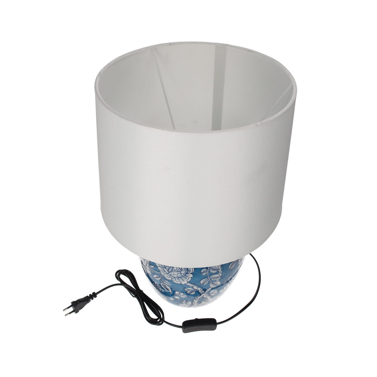 Lampe avec abat-jour en céramique bleue h 45 d 28 cm