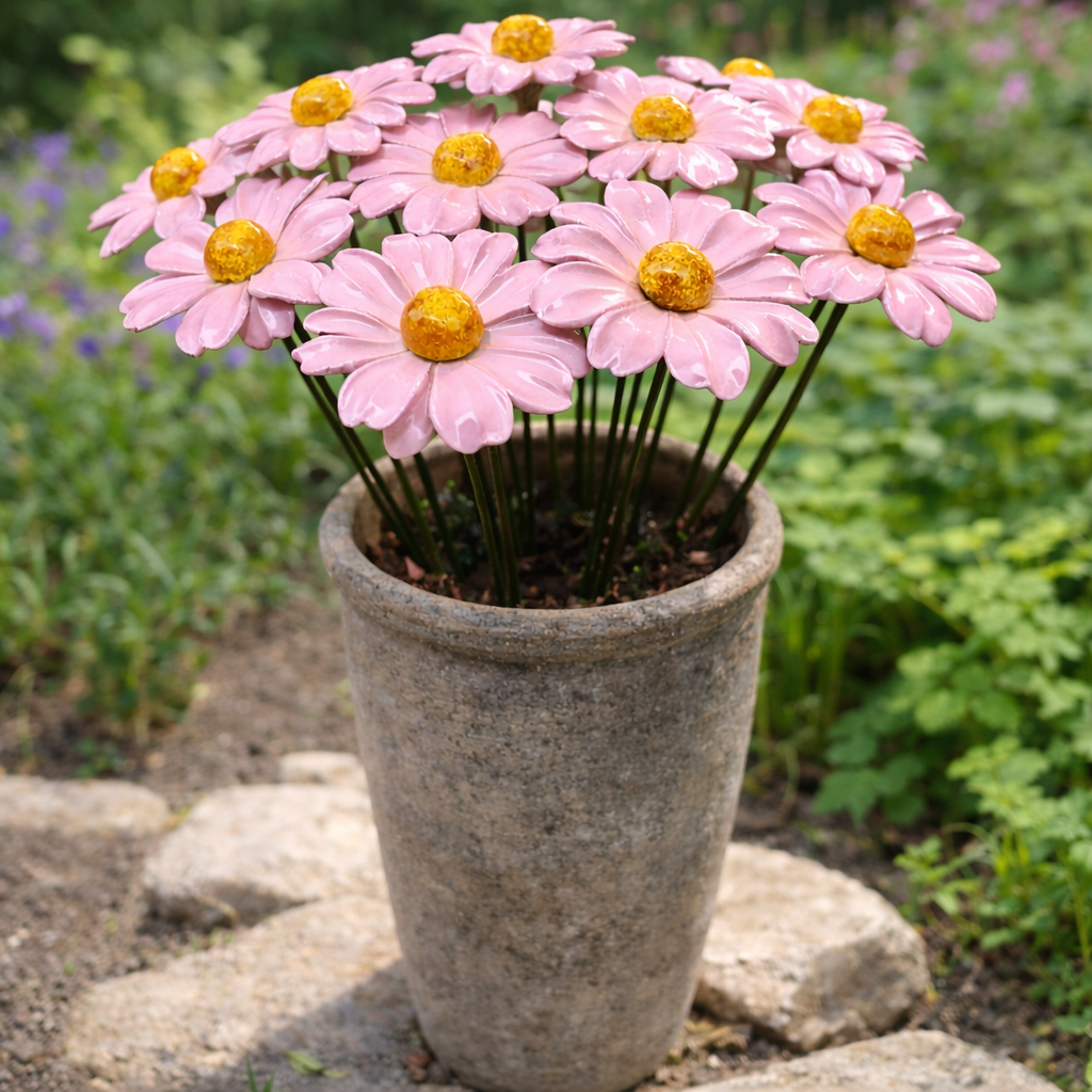 Marguerite Fleur italienne en céramique 6–7 cm – Capodimonte: Rosa