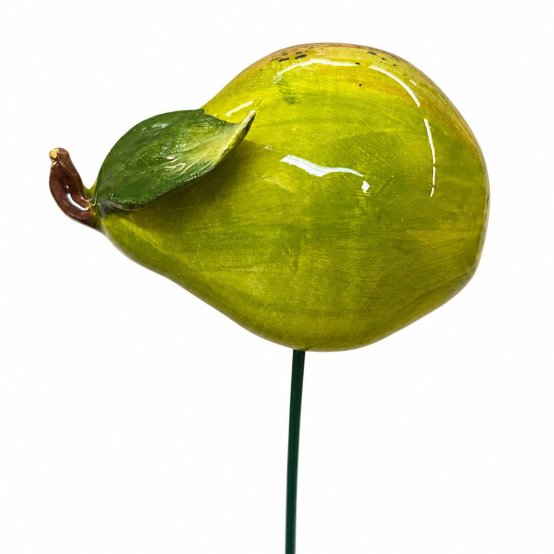 Poire en céramique italienne avec tige 6-7 cm – Décor fait main