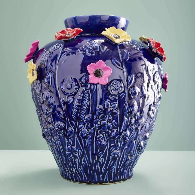 Vase Primavera Bleu, Grès 35 x 35 x 37 cm: Bleu (3)