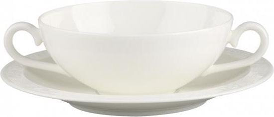 Lot 3 Bols Bouillon + soucoupes, White Pearl, Villeroy & Boch