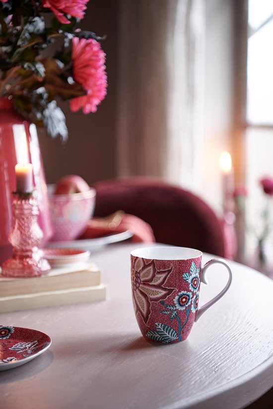 Set petit déjeuner 3pces, Flower Festival Dark Pink
