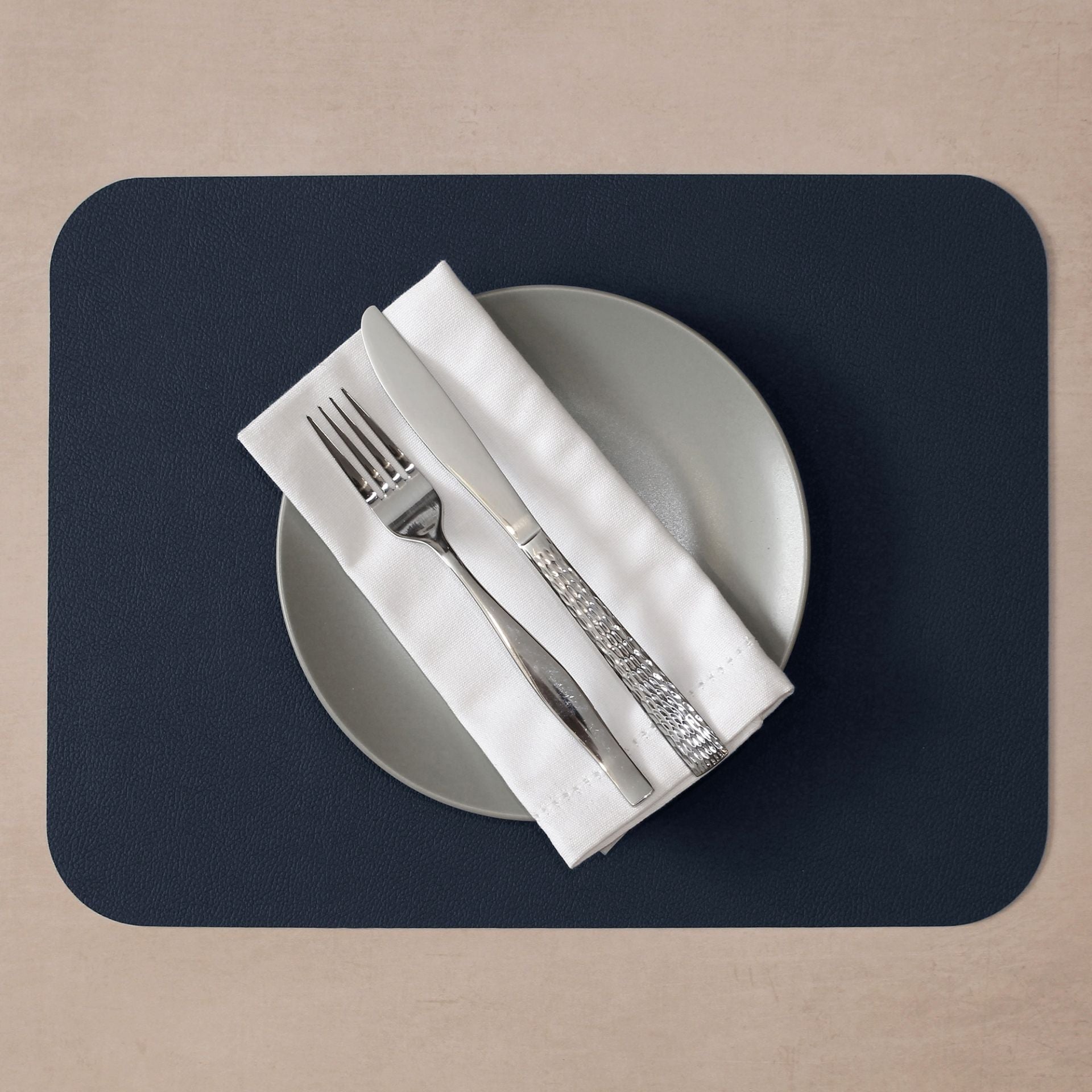 Set de 2 sets de table - 46 x 33 cm Bleu marine/Gris, N2J