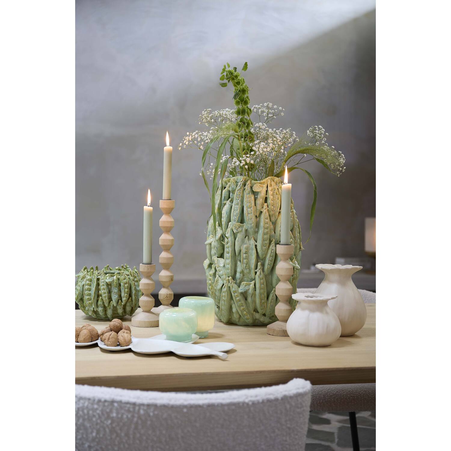 Vase déco 23,5x22,5x15 cm FABA céramique vert menthe, Light & Living