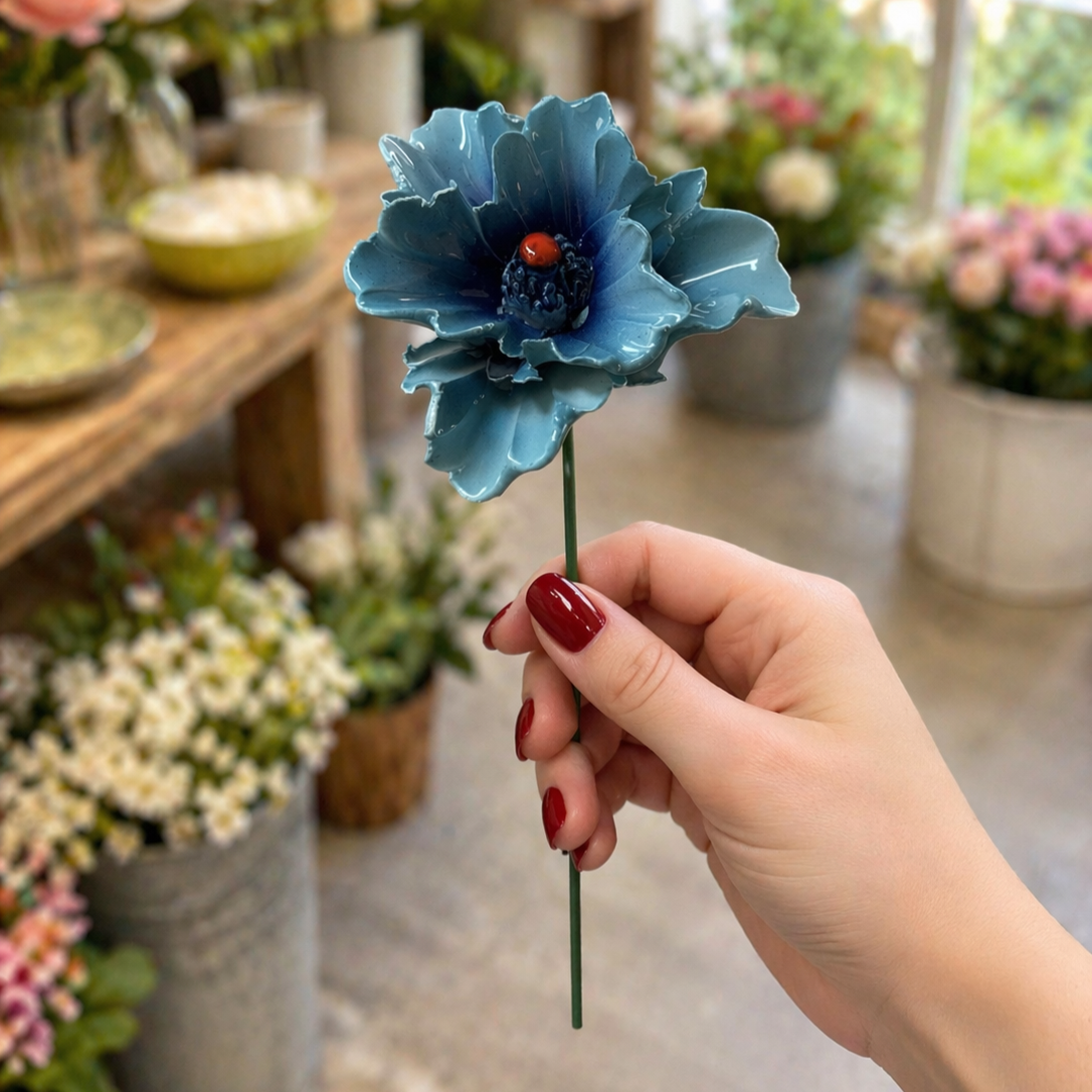 Pavot Fleur italienne en céramique 6-7 cm – Capodimonte: Viola luce