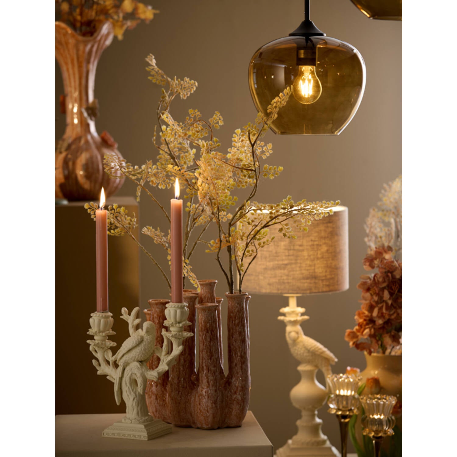 Chandelier 2L 23x10x26 cm NYASA crème, Light & Living