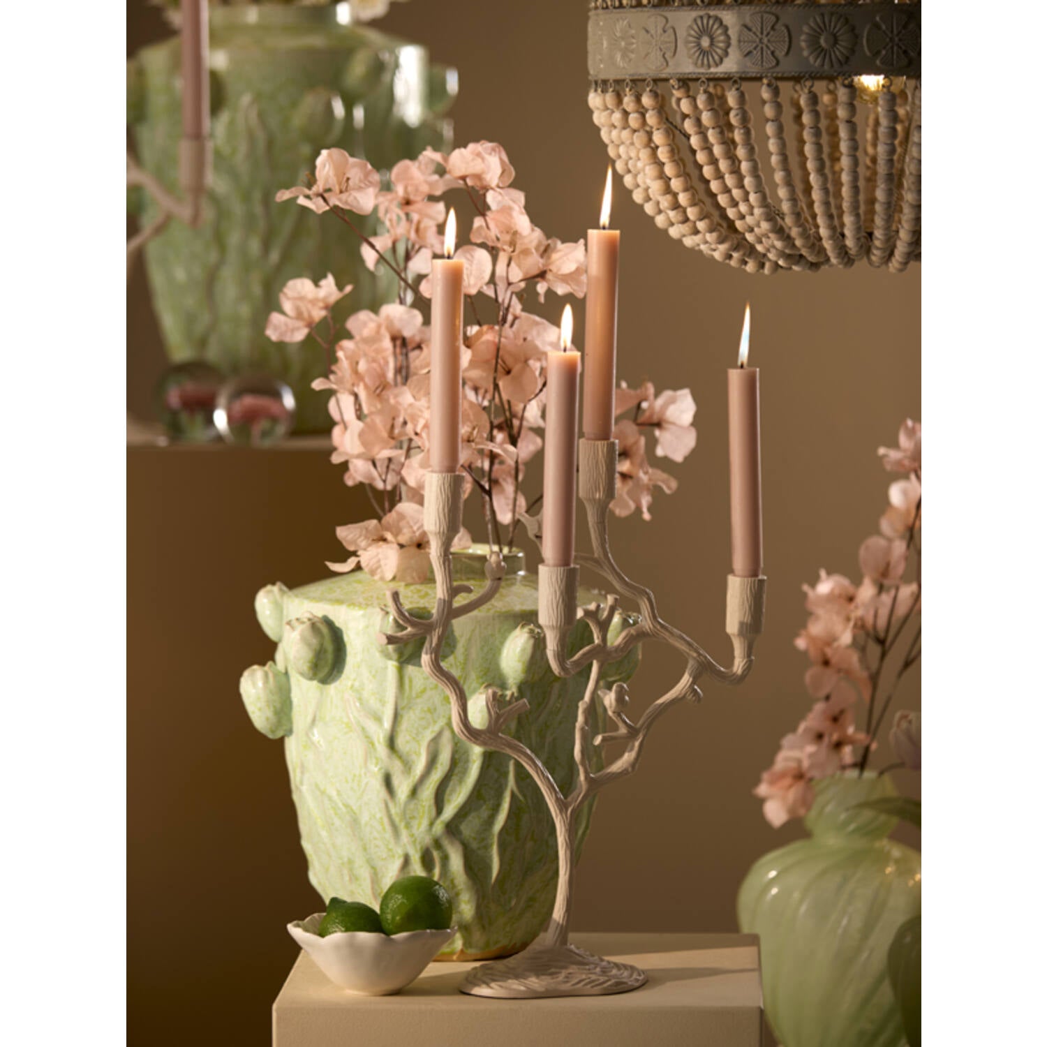 Chandelier 4L 35x14x47 cm JARDIA crème, Light & Living