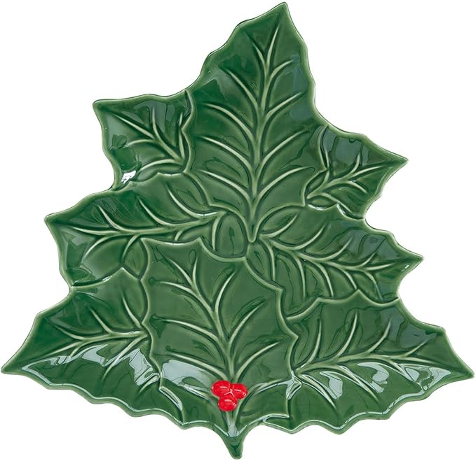 Assiette Feuille 30 x 30 cm HOLLY & BERRIES GREEN
