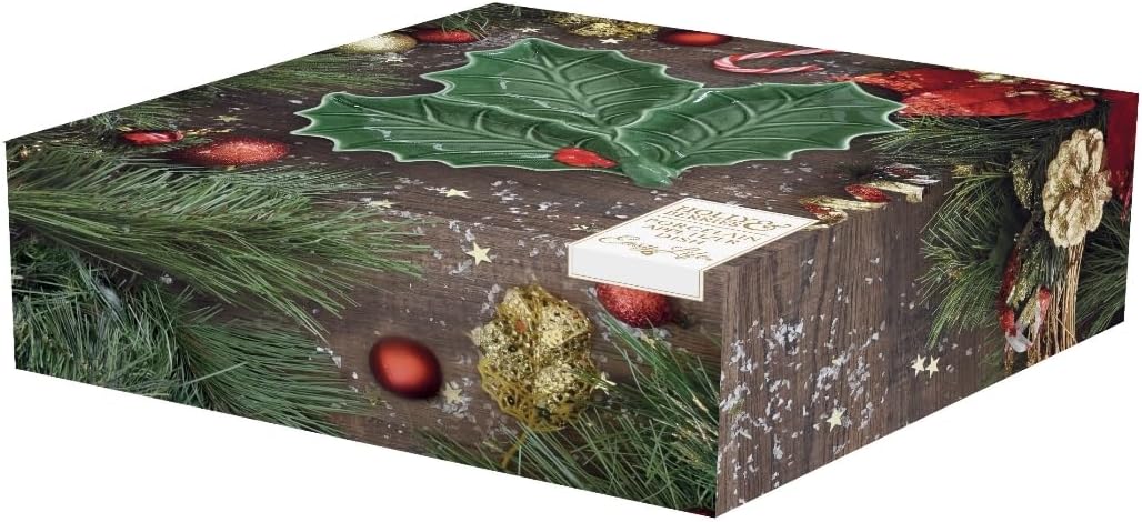 Assiette Feuille 30 x 30 cm HOLLY & BERRIES GREEN