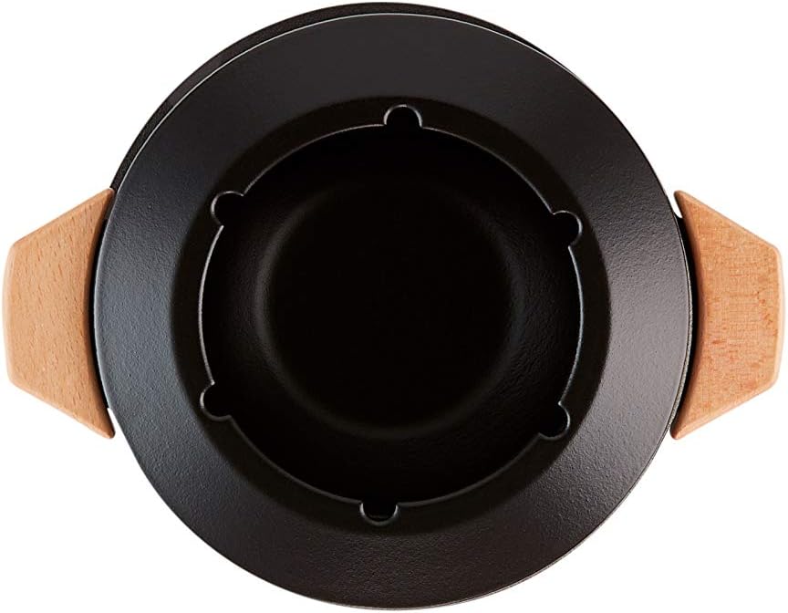 Service à fondue en fonte émaillée manche en bois, Noir mat, LE CREUSET