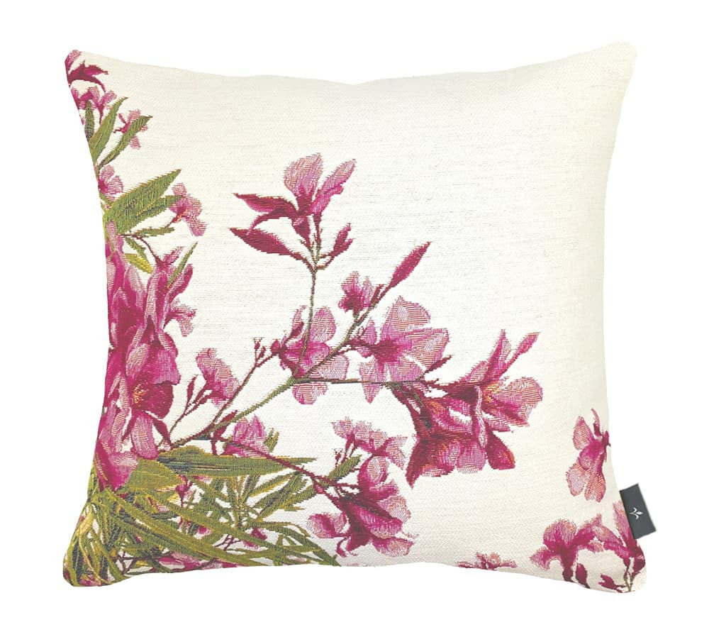 Cushion cover 48x48cm, Oleander bush white background, ART DE LYS