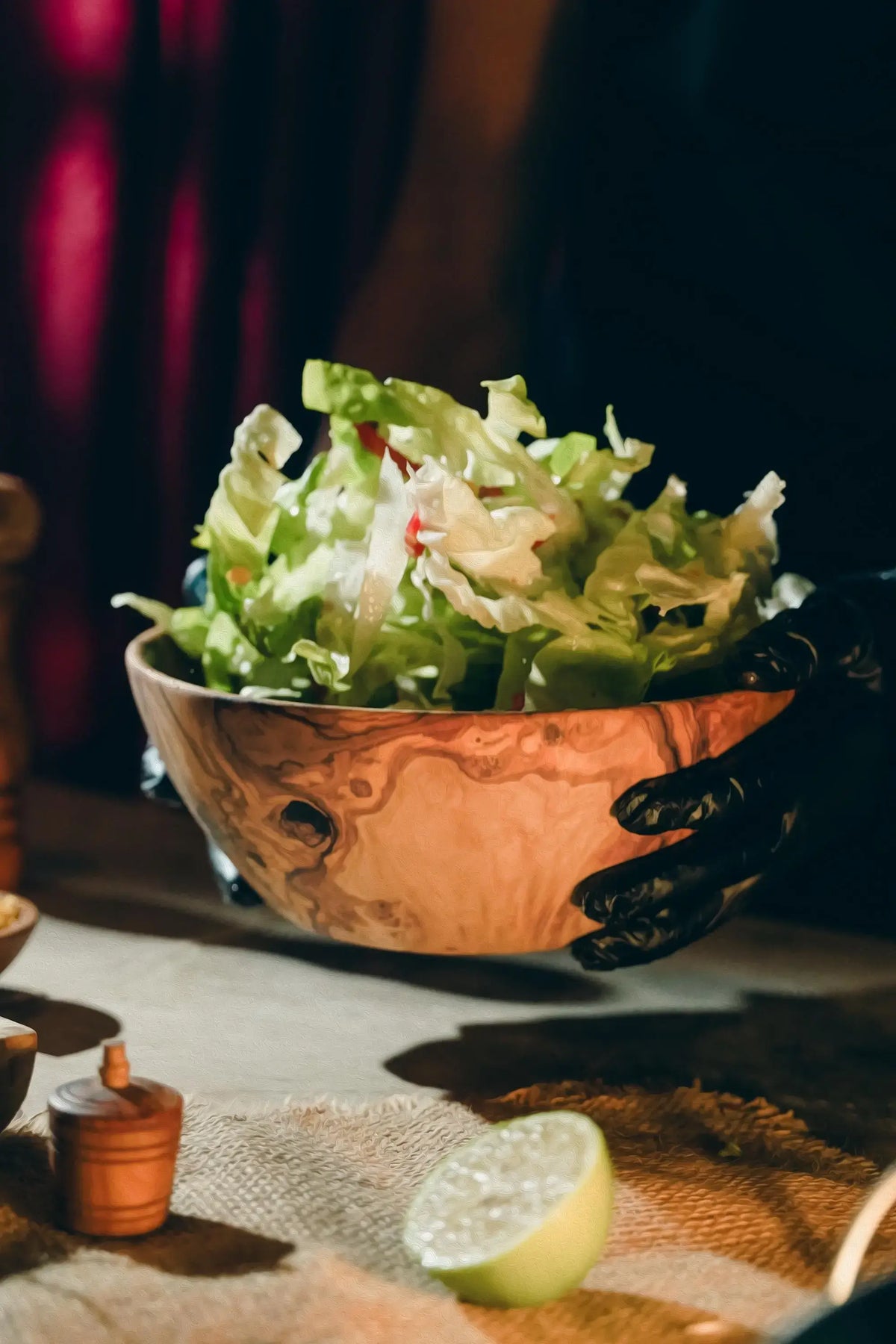 Bol à Salade en Bois d'Olivier Écologique et Durable: Diam 30-31 x H 10-14