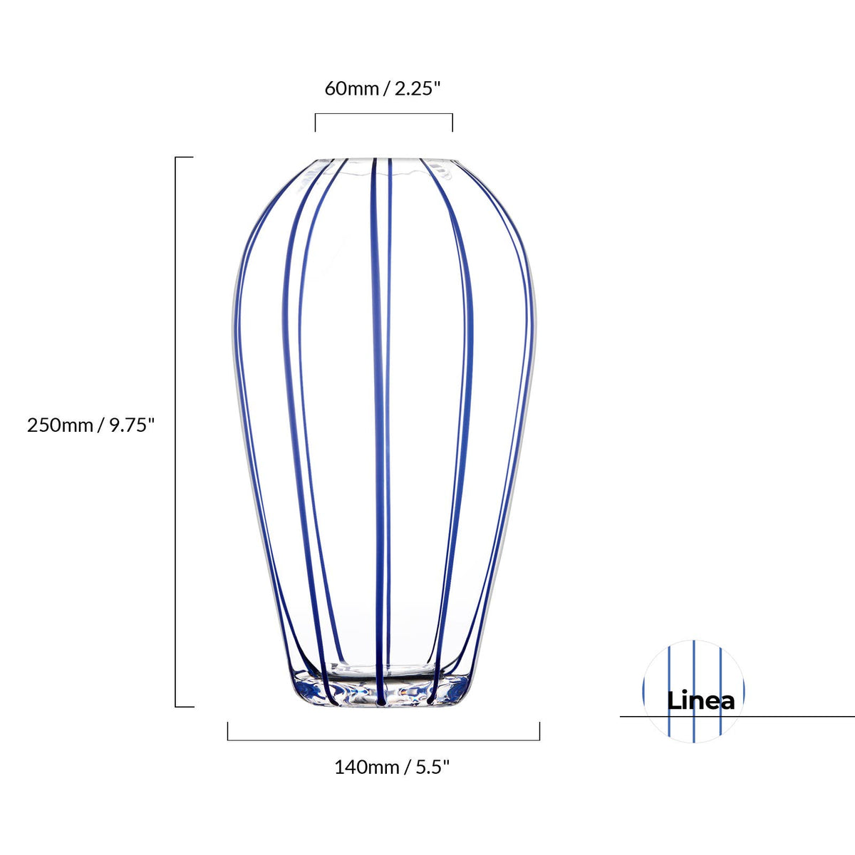 Vase en verre bleu Linea, DRH